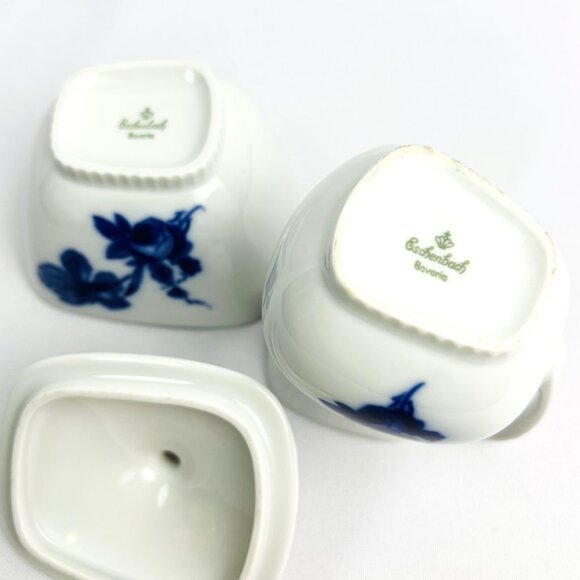 Eschenbach Bavaria Sugar & Creamer Set Blue Floral Porcelain Vintage Germany - Picture 4 of 12